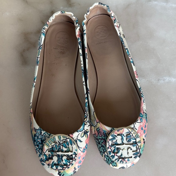 Tory Burch Minnie Gabriella Floral Ballet Leather Flats Shoes 6.5 US Travel Flat - Picture 9 of 15